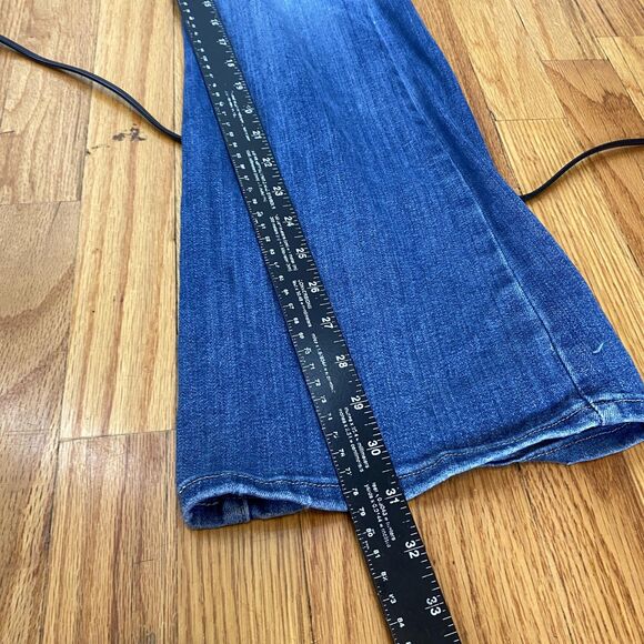 Levis 726 Flare Jeans‎ Womens 32 Blue High Rise Denim Waterless Stretch Zip Fly - Picture 12 of 13